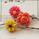 Hair pin Coral Pink Yellow