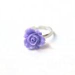 Purple flower ring adjustab..