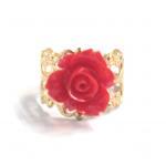 Red flower adjustable ring ..