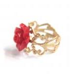 Red flower adjustable ring ..