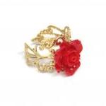 Red flower adjustable ring ..