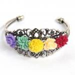  Rainbow flower bracelet ha..