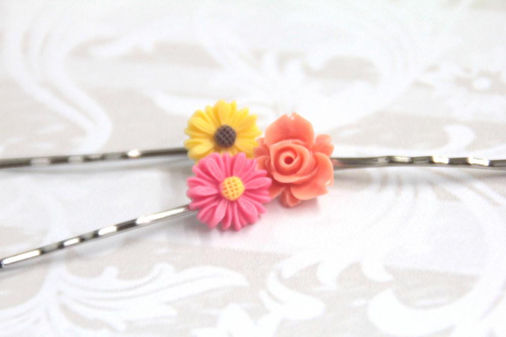Hair pin Coral Pink Yellow