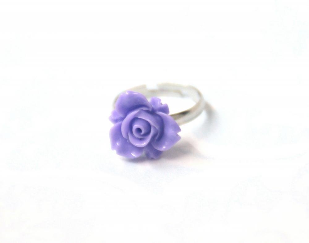 Purple flower ring adjustable
