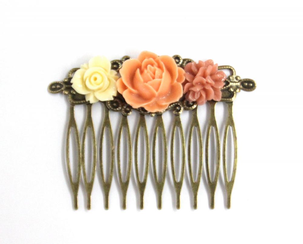 Flower Hair Comb Coral Delights