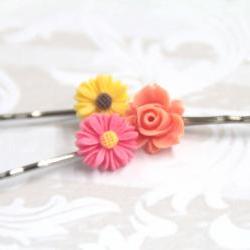 Hair pin Coral Pink Yellow