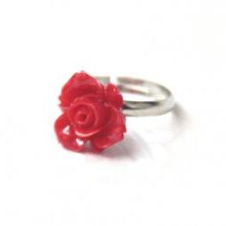 Red flower ring adjustable