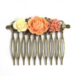 Flower Hair Comb Coral Delights
