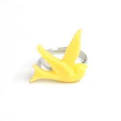  Yellow bird ring adjustable resin silver ring
